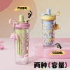 Summer new high appearance level plastic cup, simple and portable large-capacity double drinking cup for girls, high-temperature resistant straw cup Specification image